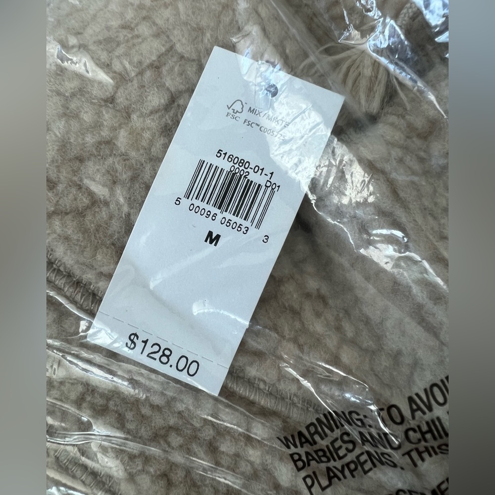 NWT GAP Men Sherpa Full-Zip Surplus Jacket Fleece Pockets Mockneck Beige $128 - Picture 6 of 8